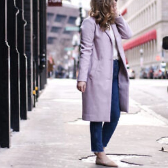 ABERCROMBIE & FITCH Dad Wool Mix Lilac Pea Coat Jacket - Picture 4 of 11